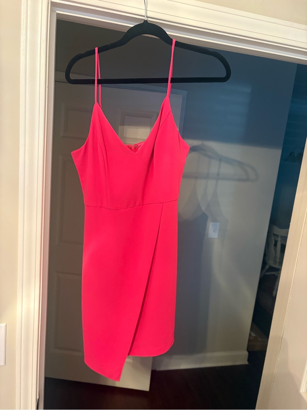 Women's DO+BE Spaghetti Strap Wrap-Front Dress in Bright Pink